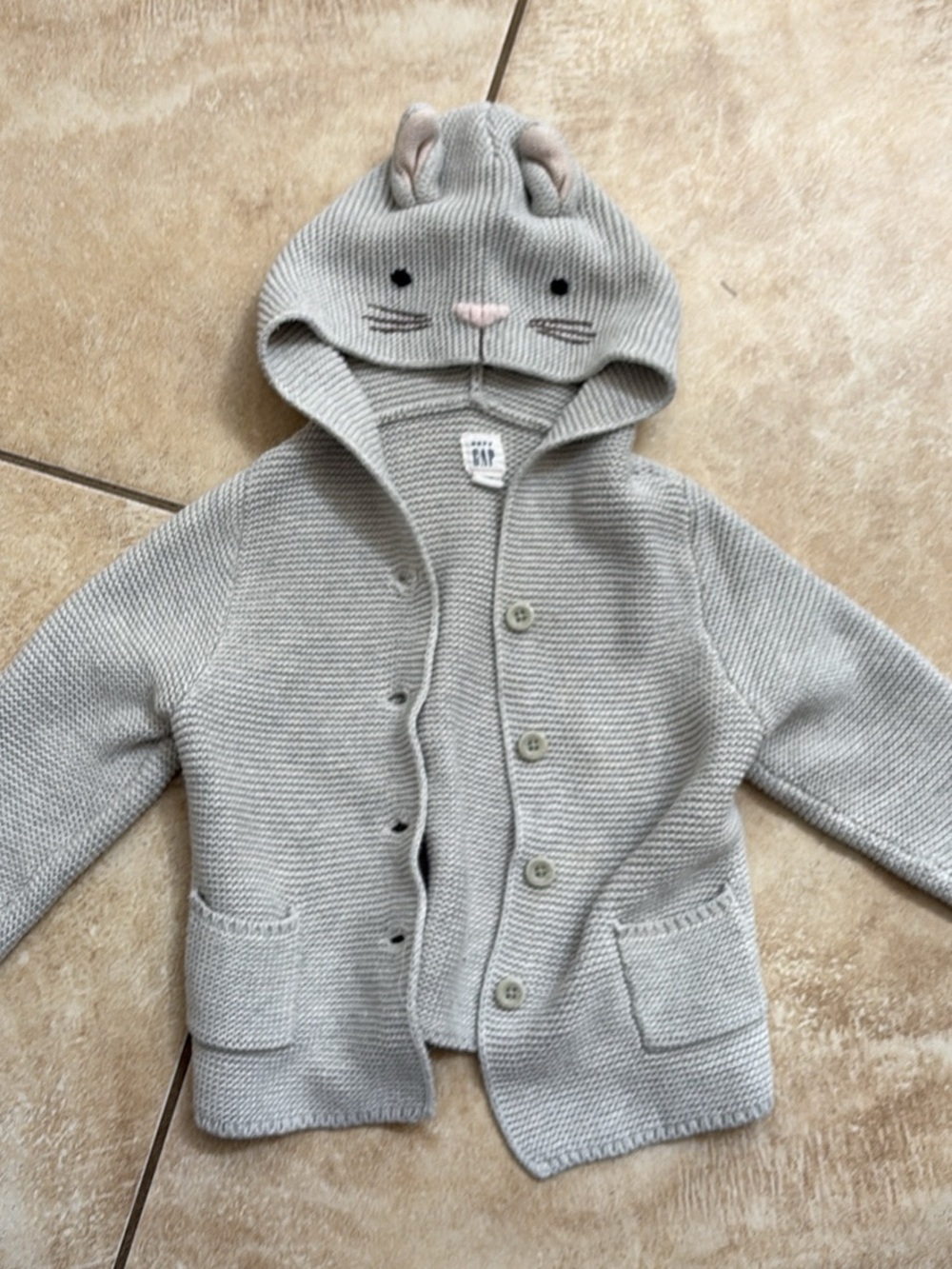 Baby GAP Baby Cream Knit Hooded Sweater Jacket 18-24 months